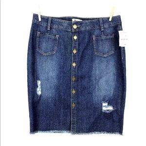 Madewell Jean Skirt Sz 32 Button Front Denim